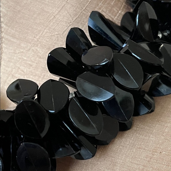 VINTAGE Chunky Artsy Black Beaded Choker Rhinestone Stations Hook/Eye Closure - Picture 2 of 10